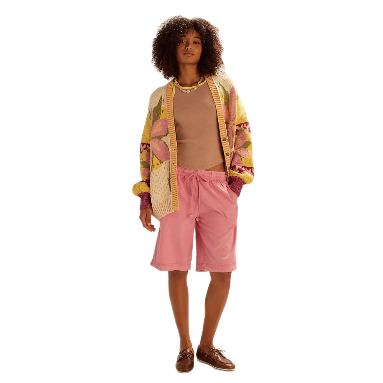 Fashion Abstract Print Lapel Loose Long Sleeve Women's Sweater Knitwear