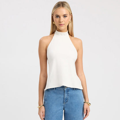 Women's Pure Color Halter Backless One-piece Top