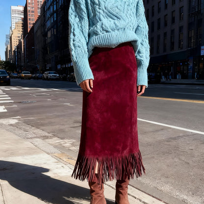 Women's Fashionable Elegant Long Suede Skirt Comfortable Slim Fit