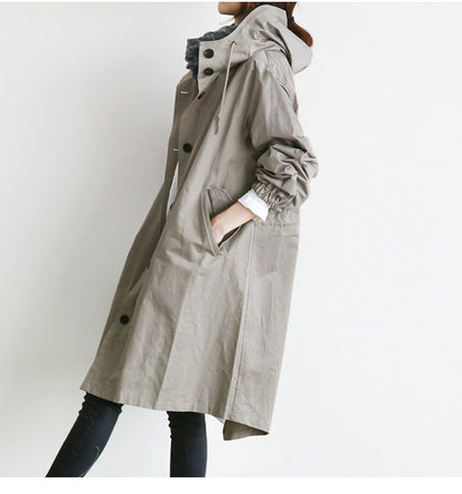 Oversized Women's Mid-Length Loose Windbreaker Jacket