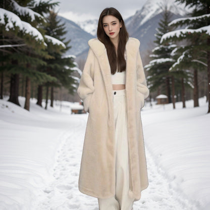 Loose Plus Size Long Leopard Print Fur Coat