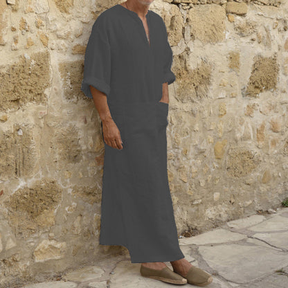 New Men's Long Cotton And Linen Big T Middle East Long Big T