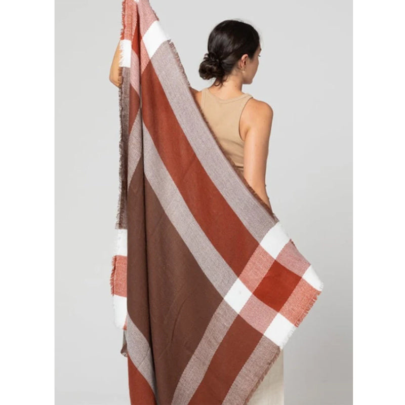 59 X 59in Deep White Color Large Grid Womens Fall Winter Scarf