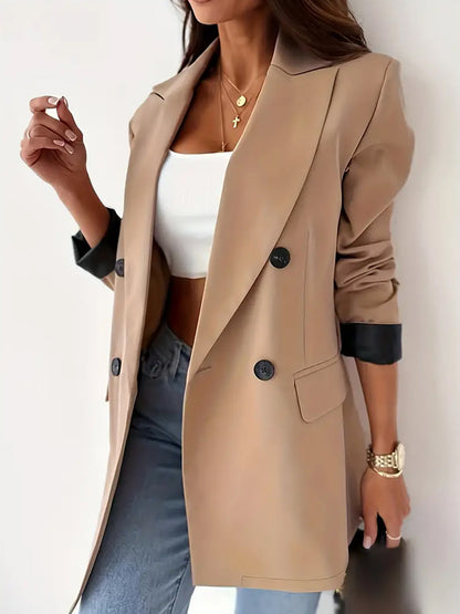 Women's Clothing Plain Casual Loose Beige Blazer