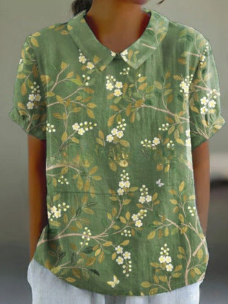 Digital Printing Loose Casual Women's T-shirt Polo Shirt
