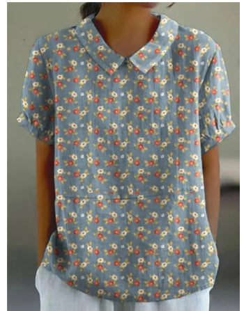 Loose Lapels Shirt Women's Short-sleeved Shirt