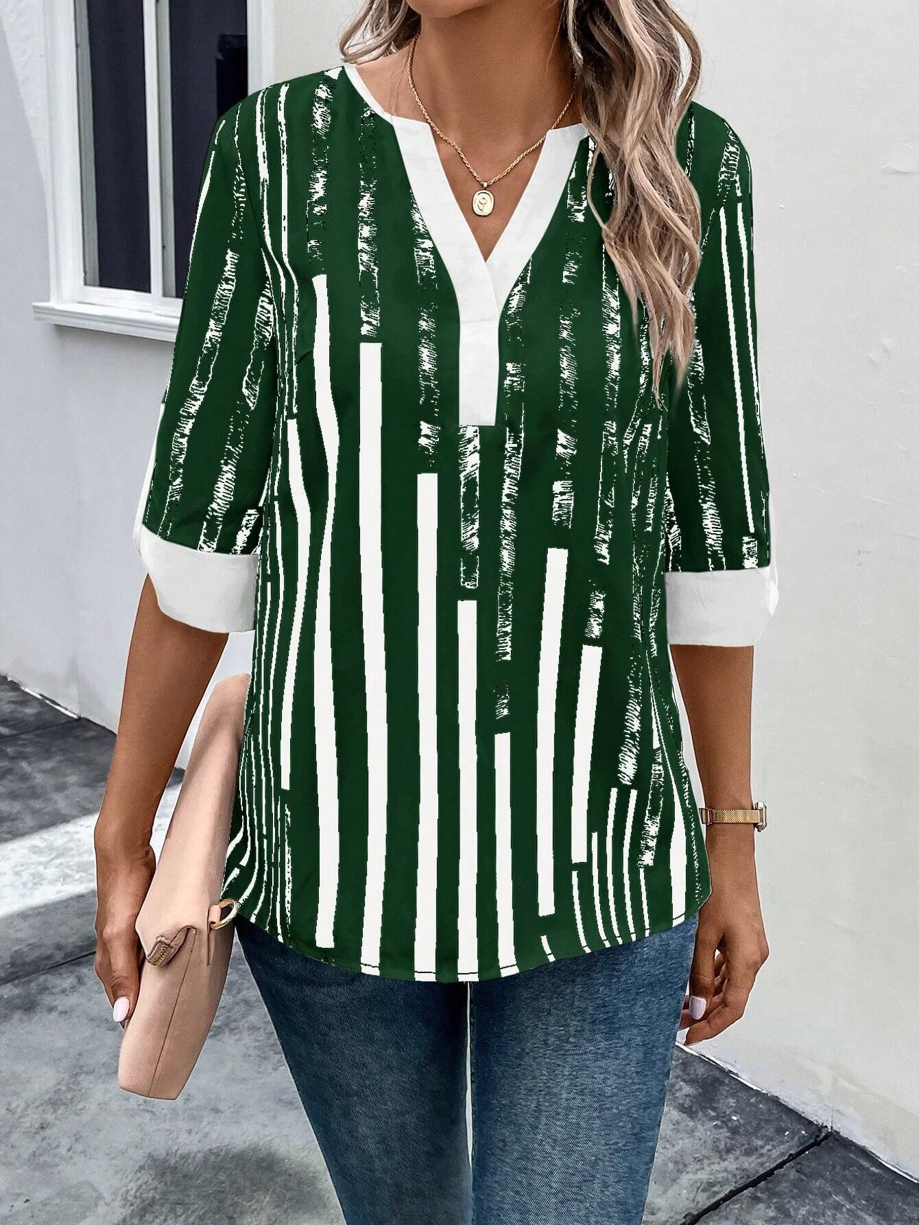 Double Matching Contrast Color Positioning Flower Half-sleeve Shirt Women's Top