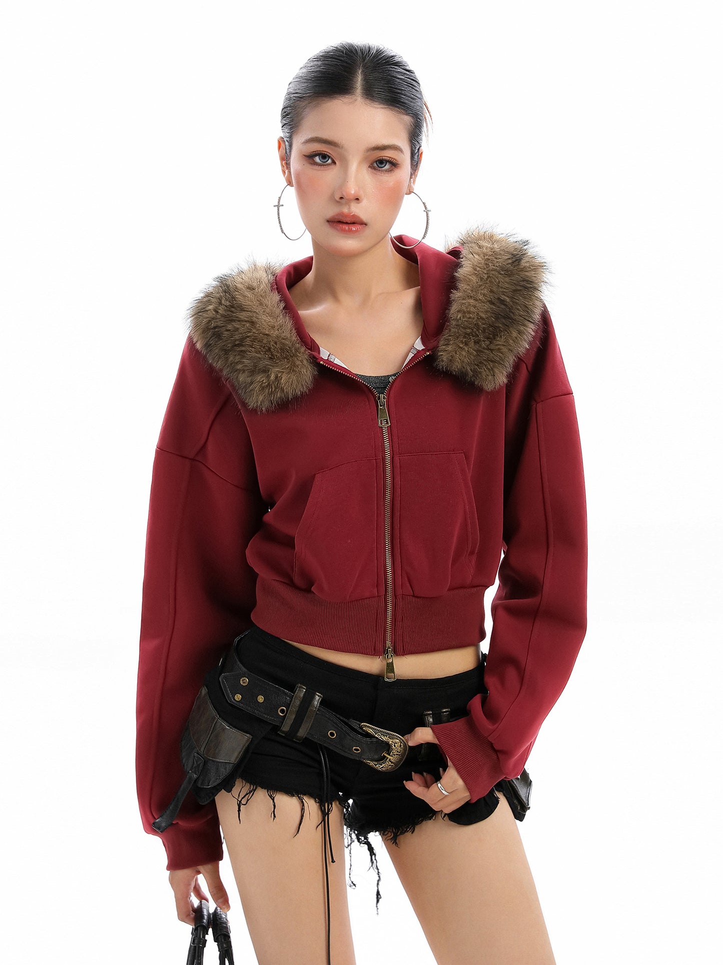 Autumn New American Retro Hot Girl Hooded Sweater Cardigan