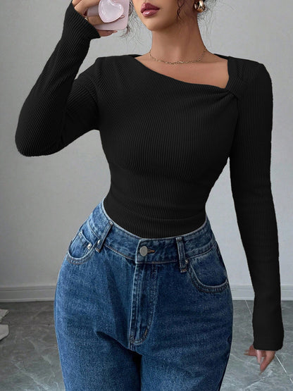 Korean Style Pleating Irregular Design Top