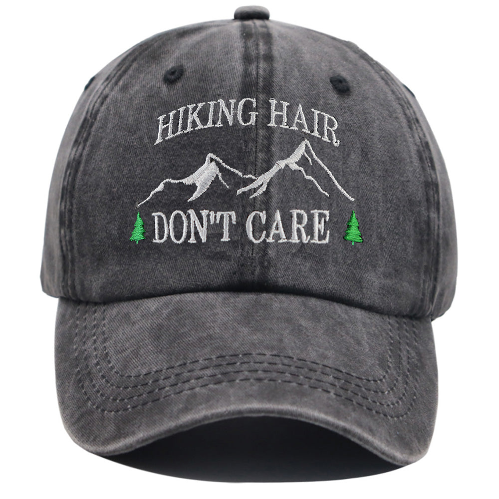 2pcs Camper Accessories Hiking Hair Hats Mountain Trees For Women Men, Adjustable Embroidered Wash Cotton Baseball Cap