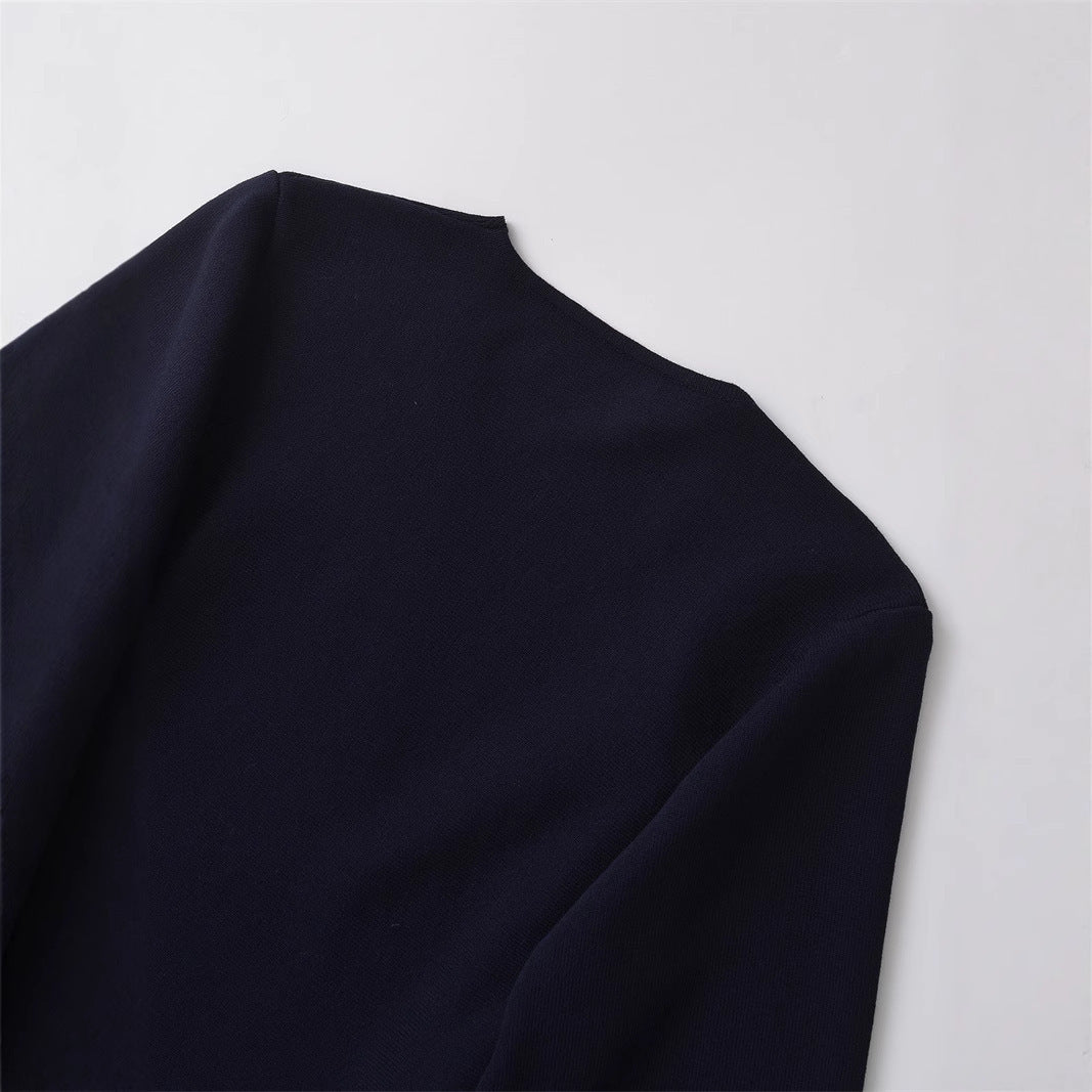 European And American Style Elegant Deep V-neck With Belt Padded Shoulder