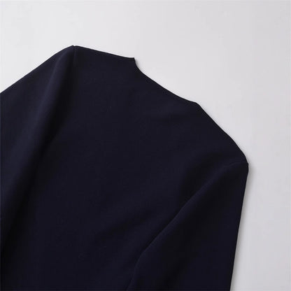 European And American Style Elegant Deep V-neck With Belt Padded Shoulder