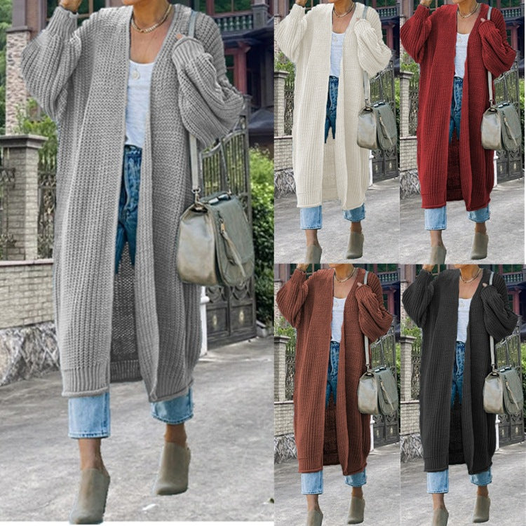 Sweater Cardigan Women's Solid Color Long Sleeve Knit Jacket