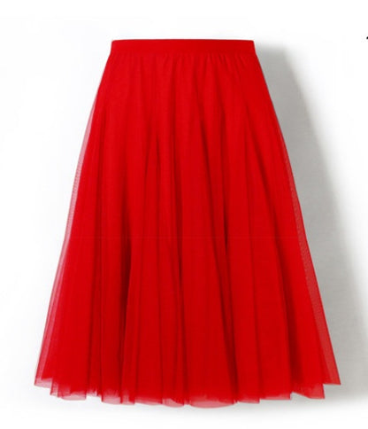 Square Dance Red Mesh Skirt Large Swing Skirt Slimming A Line Skirt Cover Slim Purple Gauze Skirt Short