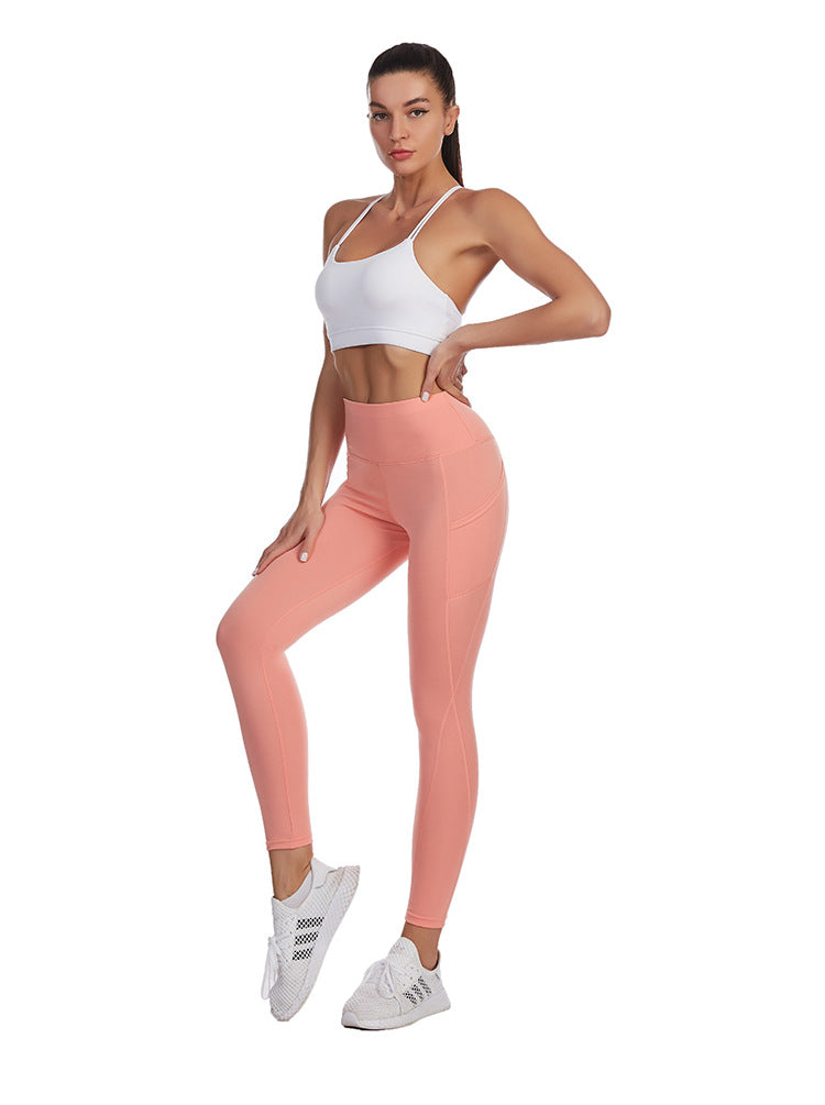 High-waisted Butt-lifting Slim-fit Sports Leggings With Side Pockets