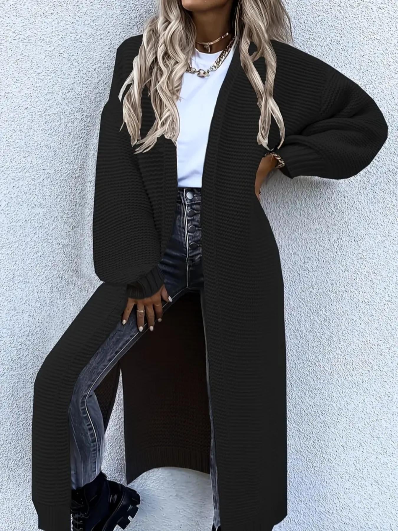 Women's Fashion Mid-length Puff Sleeve Cardigan