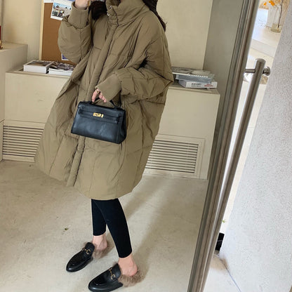 Loose Korean Style Thick Retro Over The Knee Simple Coat
