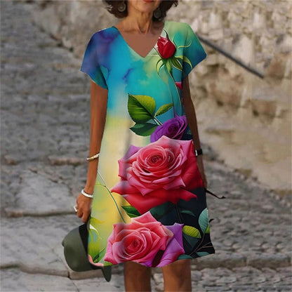 Printed Women's Household Short-sleeved Dress