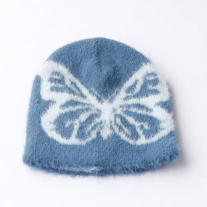 Fashion Cold-proof Warm And Cute Versatile Adult Printed Butterfly Jacquard Woolen Cap