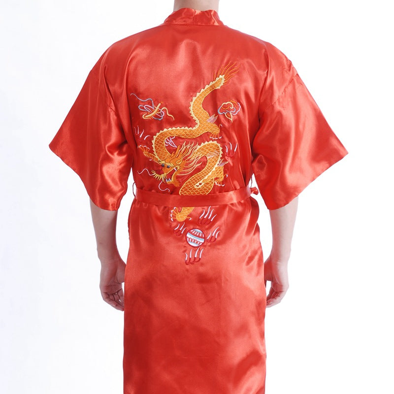 Men's home clothes embroidered Nightgown