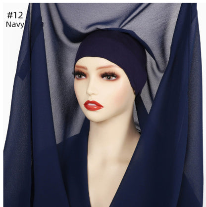 Lazy Chiffon Convenient Headscarf Magnetic Buckle Fixed Anti-drop Solid Color