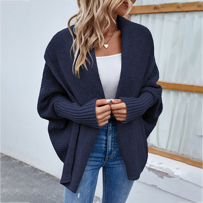 Women's Casual Fashion Solid Color Doll Sleeve Sweater Jacket