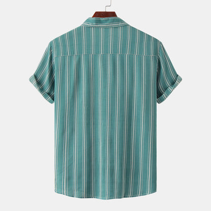 Men's Striped Casual Short Sleeve Shirt