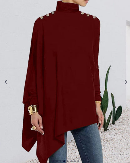 Christmas Abstract 3D Printed Loose Turtleneck Urban Casual Women's T-shirt