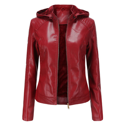 Hooded Autumn And Winter Short Jacket With Fleece