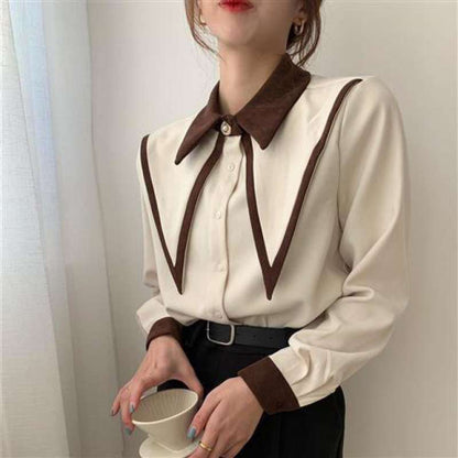Women's Summer Short Long Sleeve Shirt With Square Collar