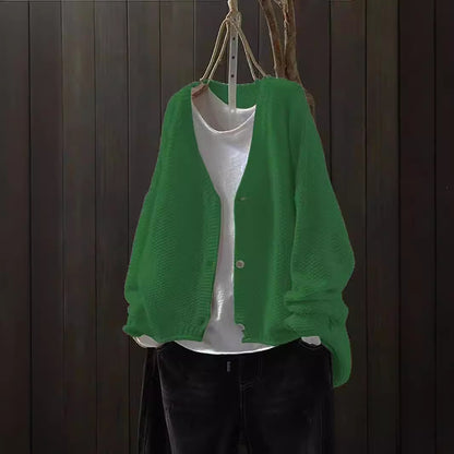 Cross-border Early Autumn New Casual Versatile Solid Color V-neck Long-sleeved Single-breasted Knitted Cardigan Sweater