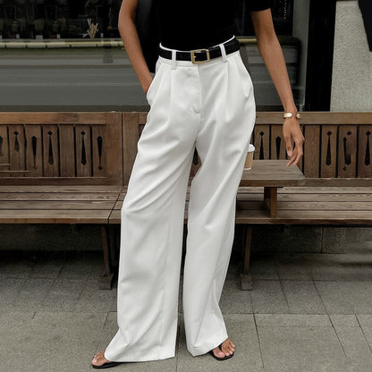 White High-waist Trousers Fashion Loose Casual Pants
