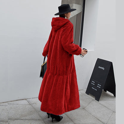 New Fur Coat Women's Hooded Long Coat