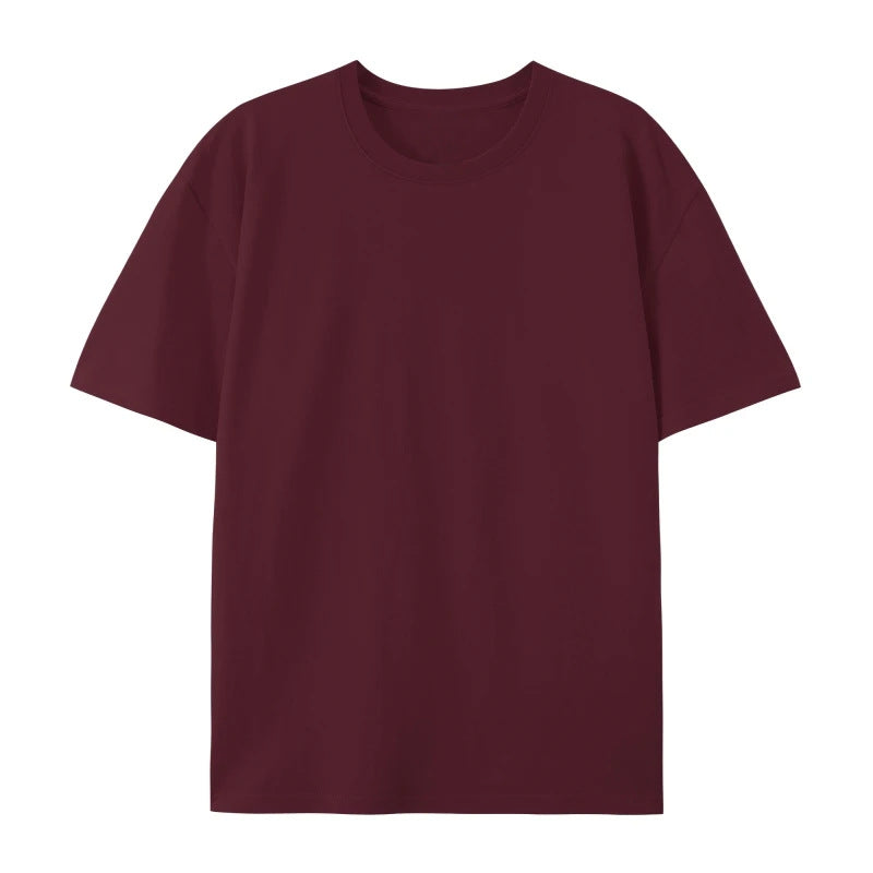 Cotton Round Neck T-shirt Heavy Loose Short Sleeve