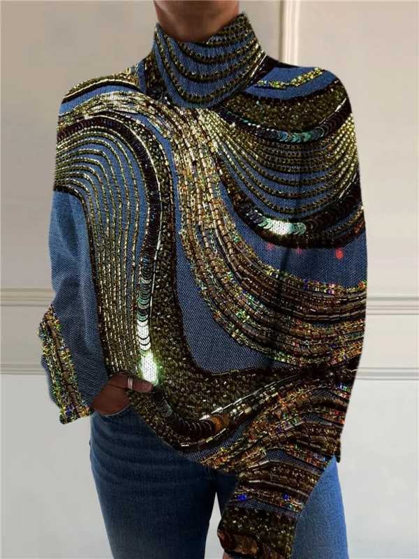 Women's Christmas Printed Turtleneck Sweater