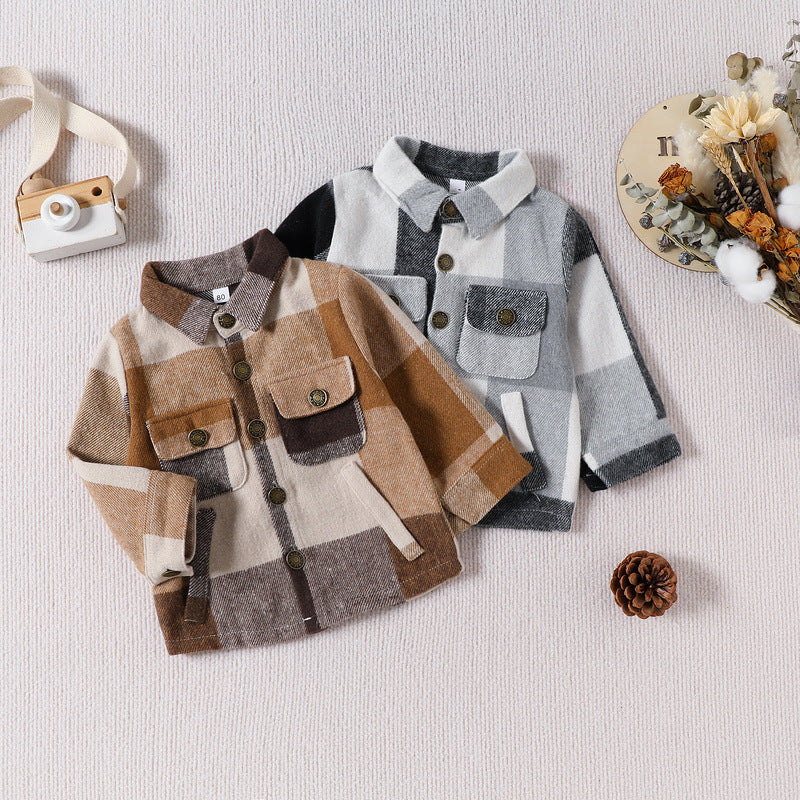 Long Sleeve Plaid Shirt With Pocket Autumn