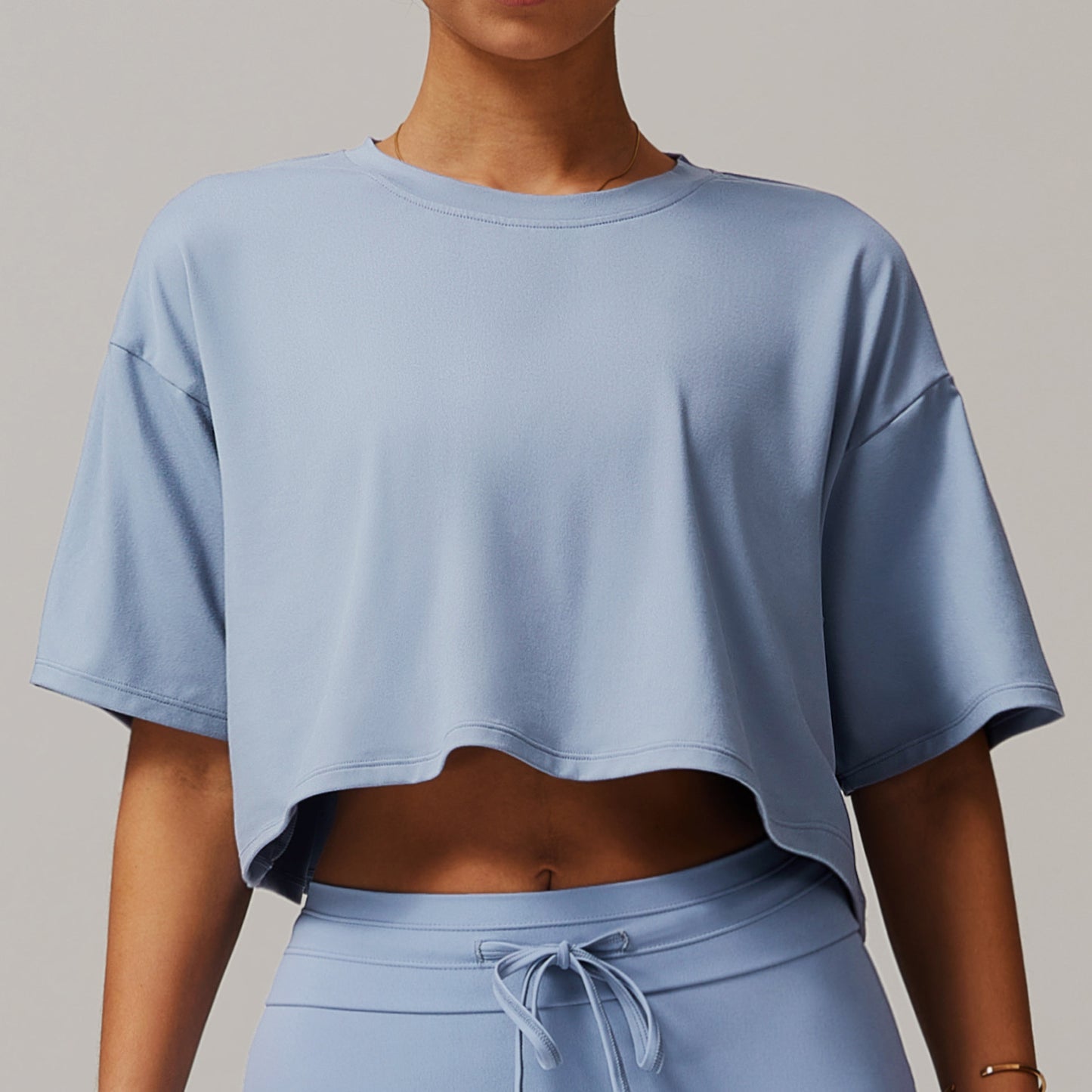 Brushed Sports Short-sleeved Top Comfortable Round Neck