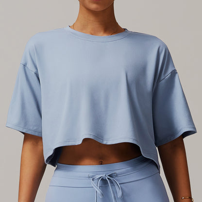 Brushed Sports Short-sleeved Top Comfortable Round Neck