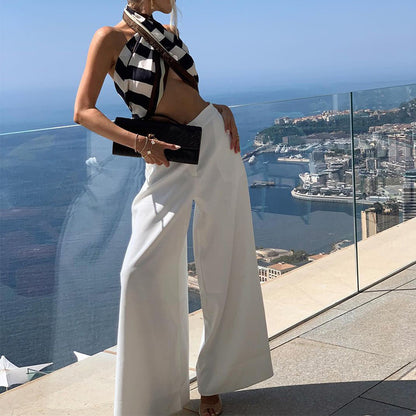 Solid Color Wide-leg Pants