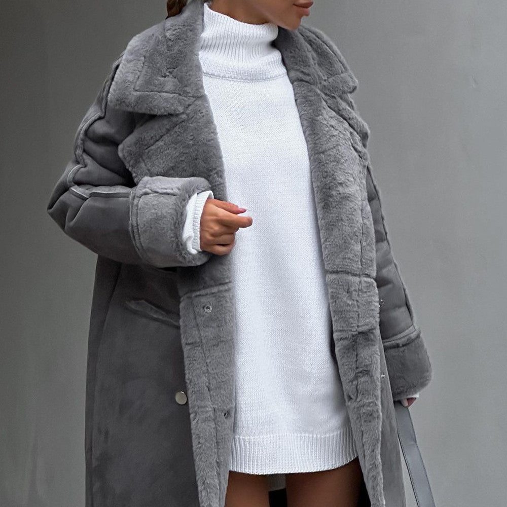 Women's Fashionable Long Plush Jacket