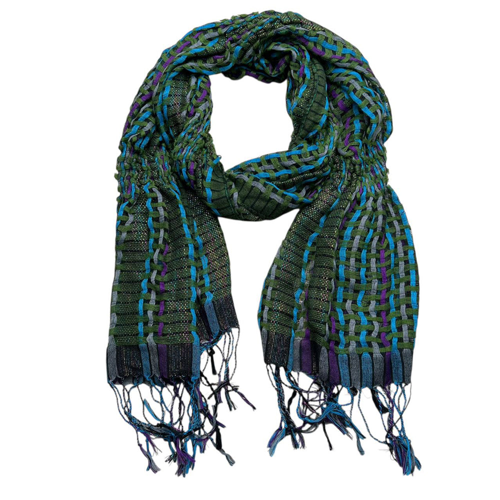 Olive Yarn-Dyed Polyester Scarf - Military Chic Scarf 66inchx23inch