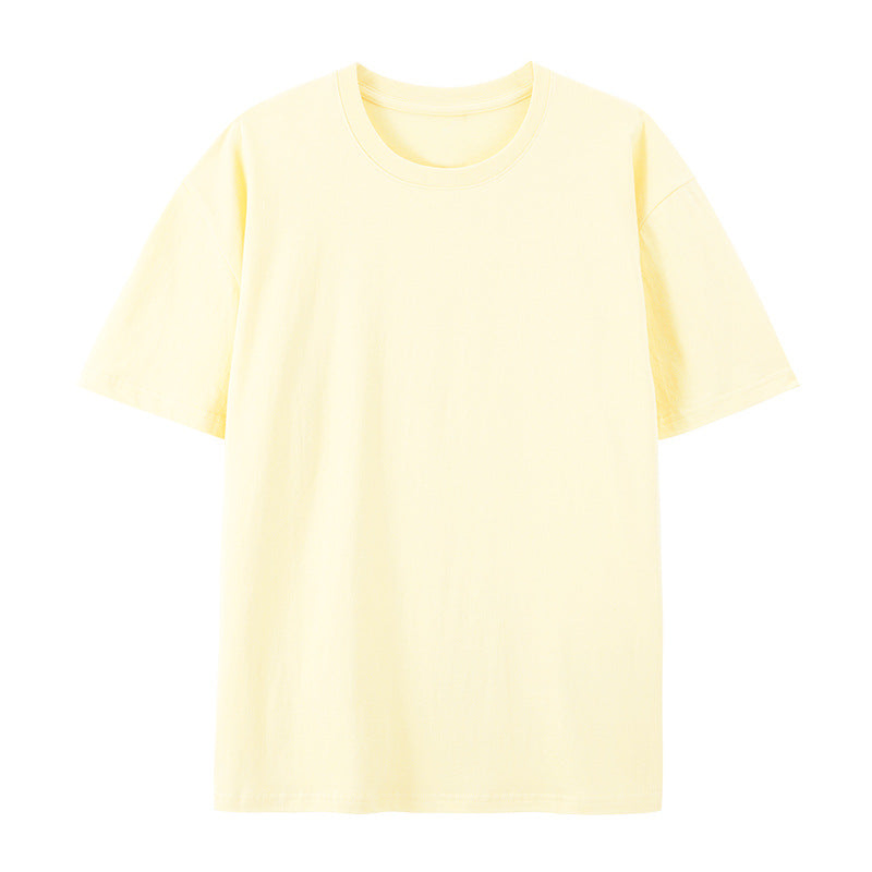 Cotton Round Neck T-shirt Heavy Loose Short Sleeve