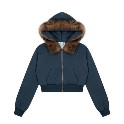 Autumn New American Retro Hot Girl Hooded Sweater Cardigan