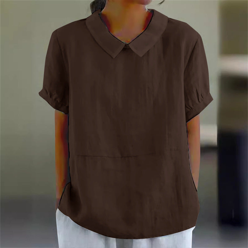 Loose Lapels Shirt Women's Short-sleeved Shirt