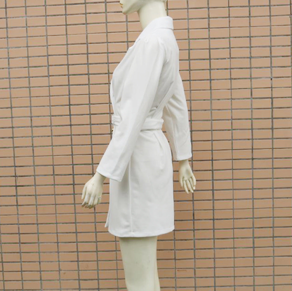 Women's Slim Suit Dress With Bubble Sleeves Lapels