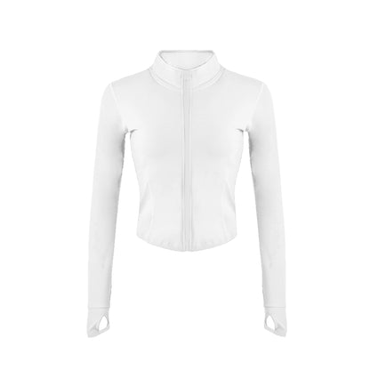 Women's Outdoor Running Stretch Tight Zip Long Sleeve Top