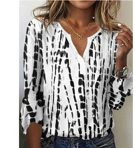 Double Matching Contrast Color Positioning Flower Half-sleeve Shirt Women's Top