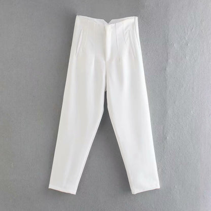 Spring Women's Fashion Seven Color Pendant High Waist Straight Harem Casual Suit Pants