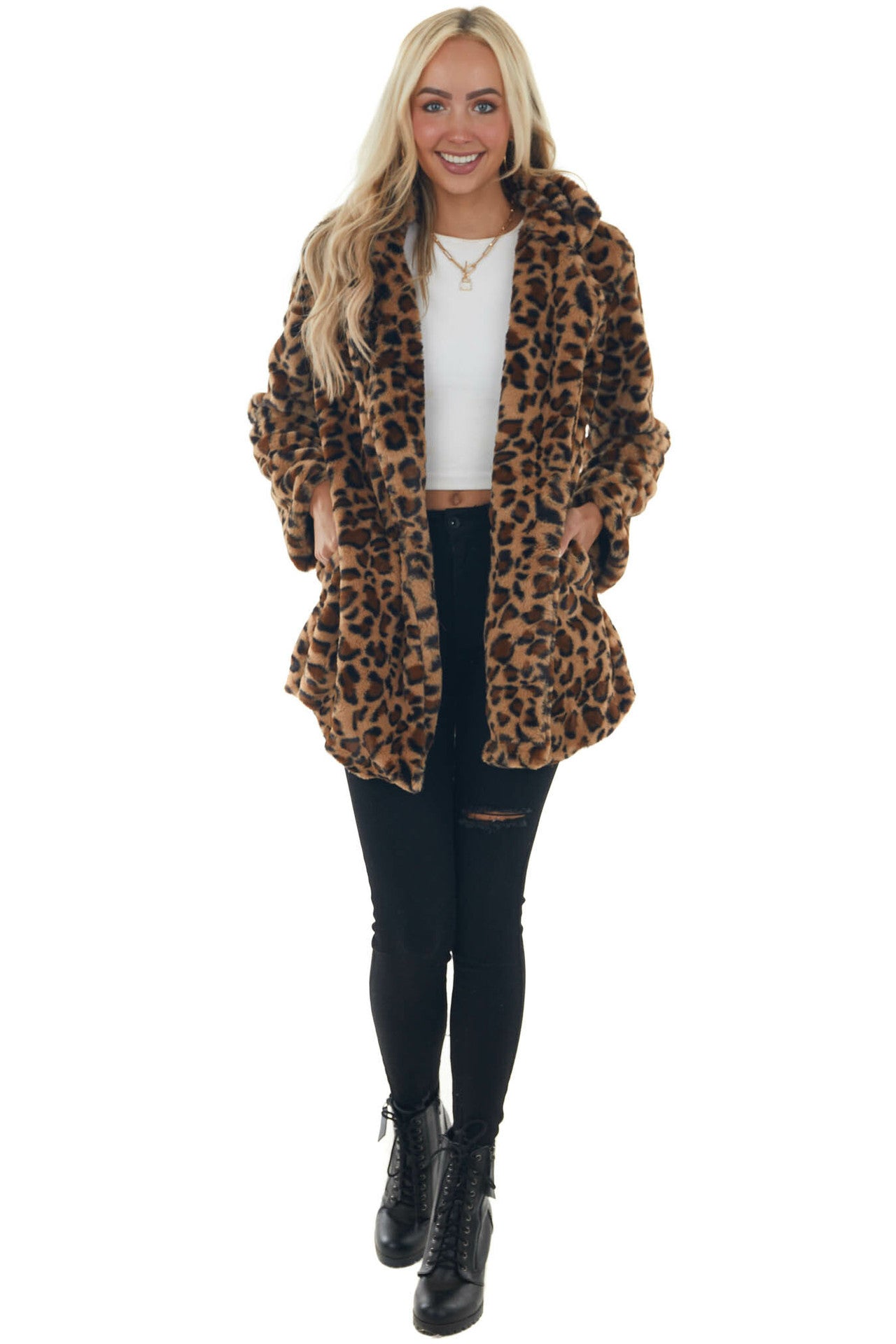 Loose Furry Coat With Pockets