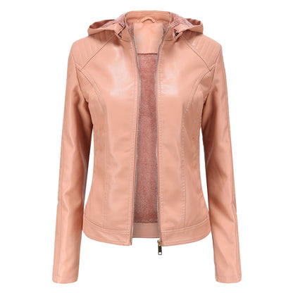 Hooded Autumn And Winter Short Jacket With Fleece